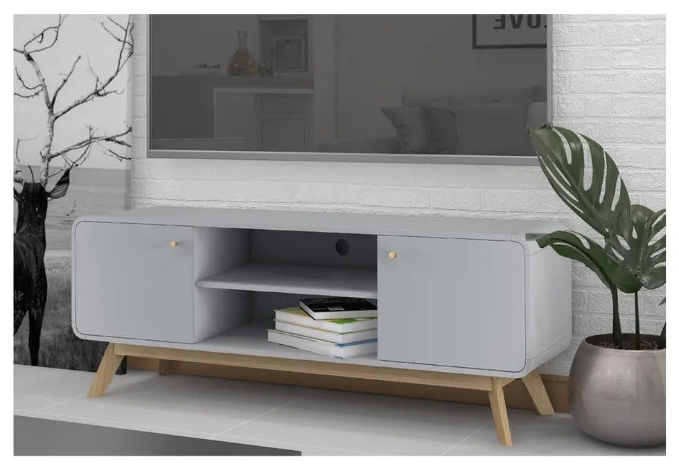 Сива маса за телевизор 140x53 cm Caitlin – Støraa