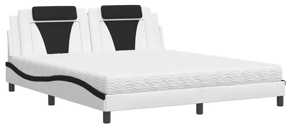 3208816 vidaXL Легло Viana без матрак, бяло и черно, 180x200 см, изкуствена кожа