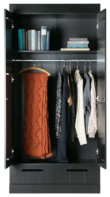 Гардероб от черен бор 94x195 cm Connect - WOOOD