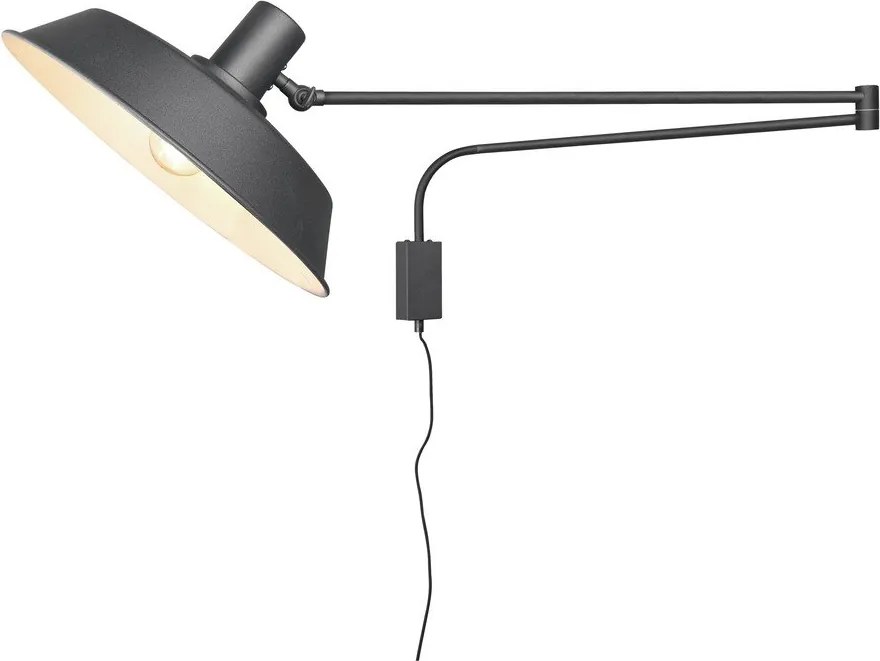 Матово черно стенна лампа с огъваща се структура за контакт ø 35,5 cm Bolder – Trio