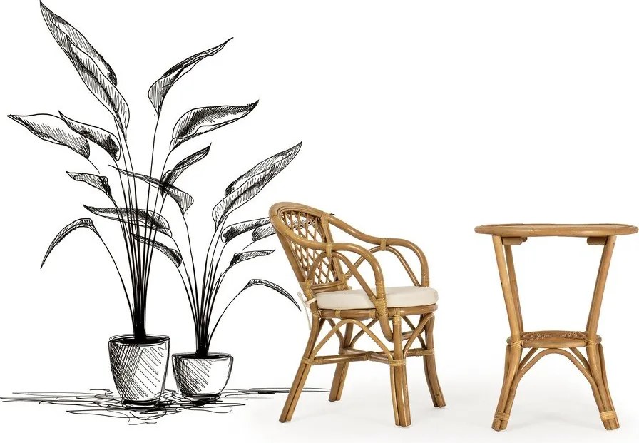 Градински стол от масивно дърво/ратанов в естествен цвят Athina – Bizzotto