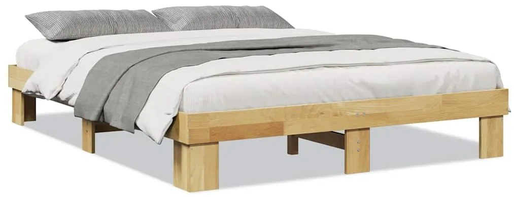 851959 vidaXL Рамка за легло без матрак 135x190 см, масивна дървесина, дъб