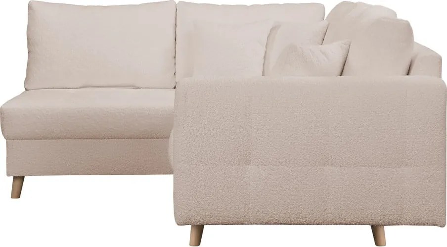 Бежов ъглов диван от плат букле (ляв ъгъл) Ariella - Ropez