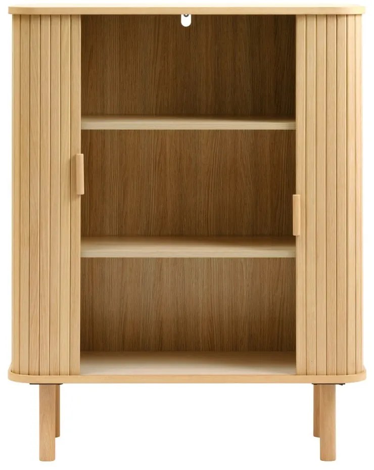 Шкаф в дъбов декор с плъзгащи се врати в естествен цвят 113x90 cm Cavo - Unique Furniture