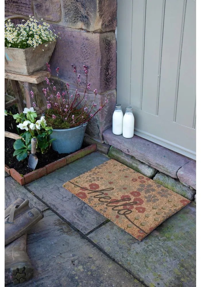 Изтривалка от кокосови влакна 40x60 cm Hello Scribbly Floral – Artsy Doormats