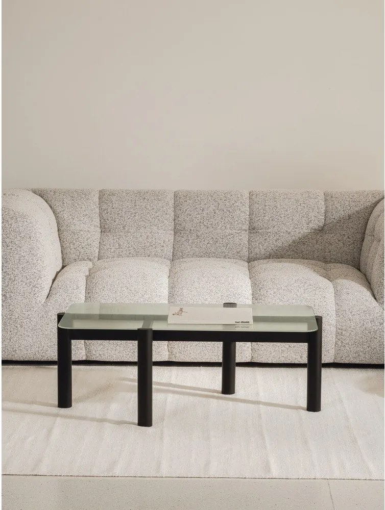 Черна масичка за кафе със стъклен плот 55x105 cm Kob – noo.ma