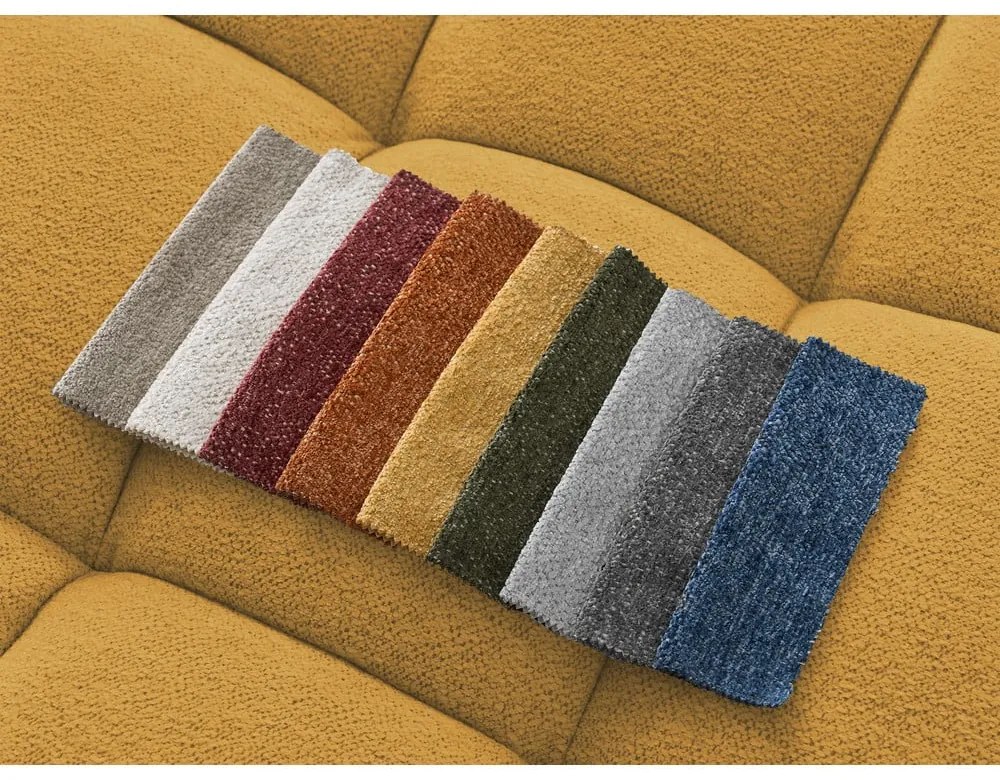 Шенилов сгъваем/с място за съхранение ъглов диван в цвят горчица (ляв ъгъл) Everest – Bobochic Paris