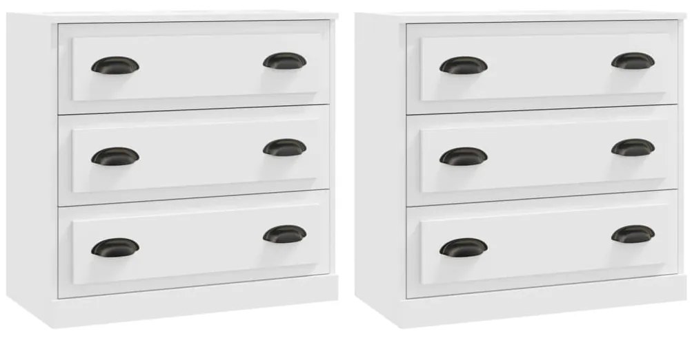 3185239 vidaXL Сайдборди, 2 бр, бели, инженерно дърво