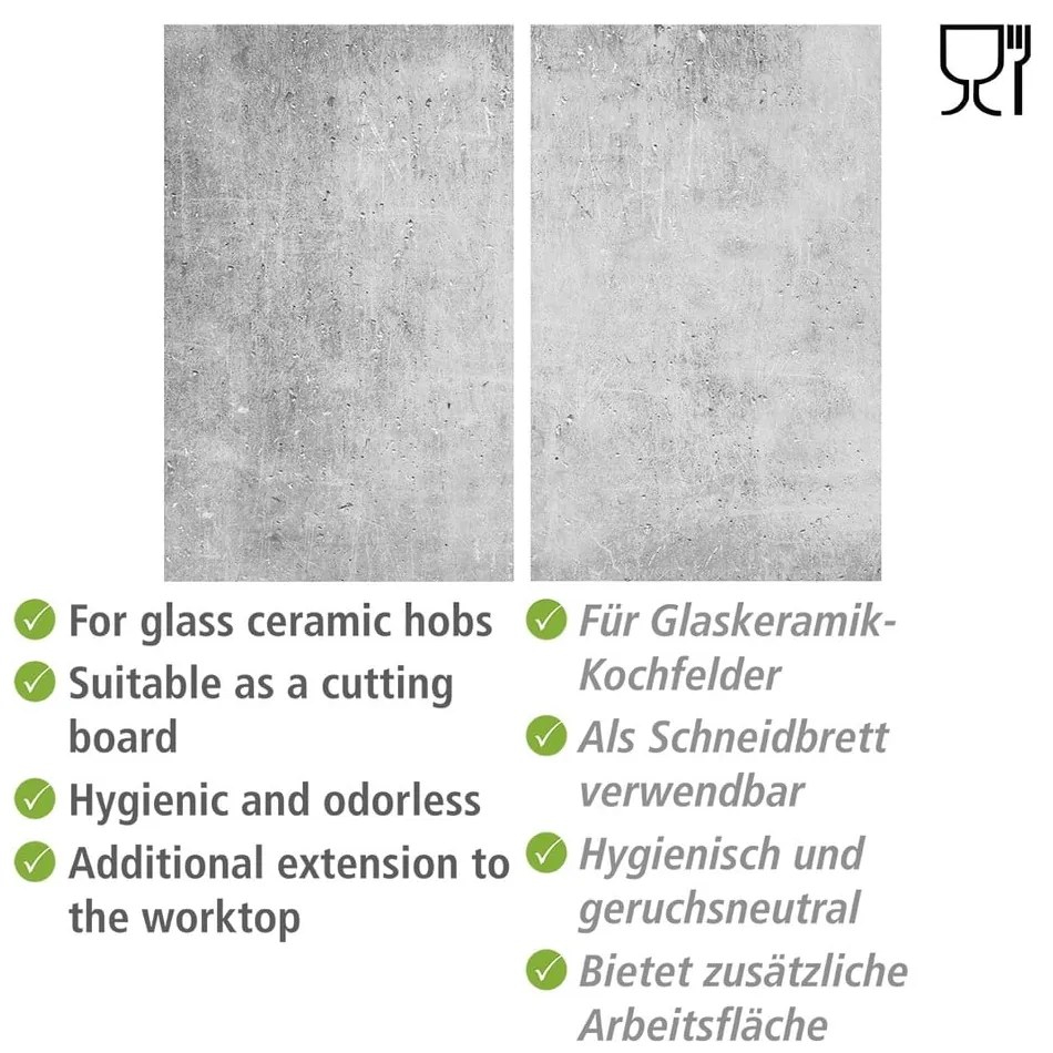 Капаци за печки от закалено стъкло в комплект от 2 броя 52x30 cm Concrete - Allstar