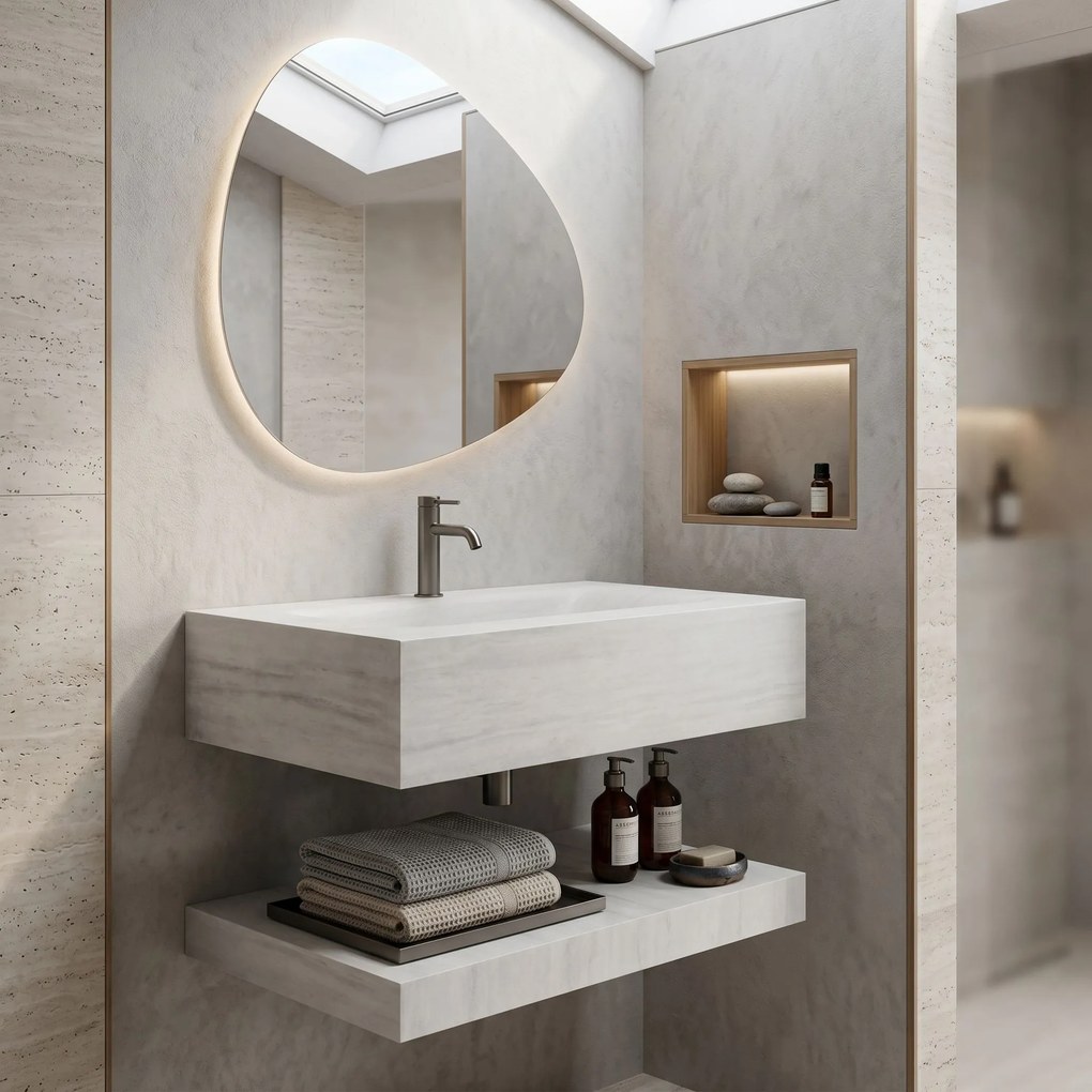 Стенна мивка с рафт Rea Apollo Muralto Roma 70