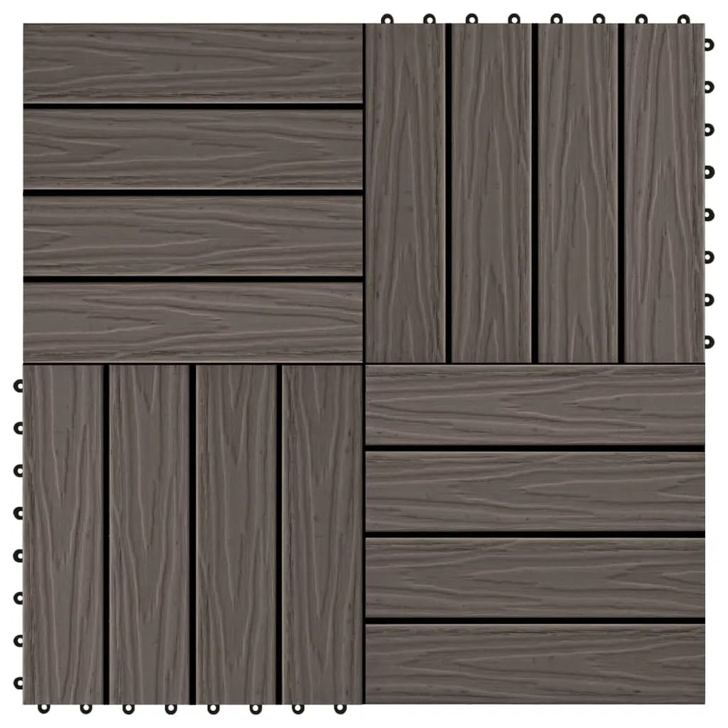 Sonata WPC декинг плочки релефни, 11 бр, 30x30 см 1 кв.м. тъмнокафяви