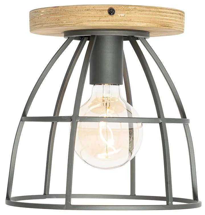 Индустриален плафон тъмно сив с дърво - Arthur