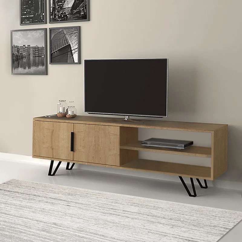 Меламинови мебели за телевизор Foot в цвят сонома 160x35x49см.