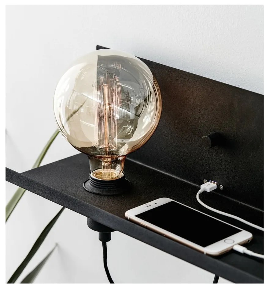 Черна стенна лампа с USB станция за зареждане Multi - Markslöjd