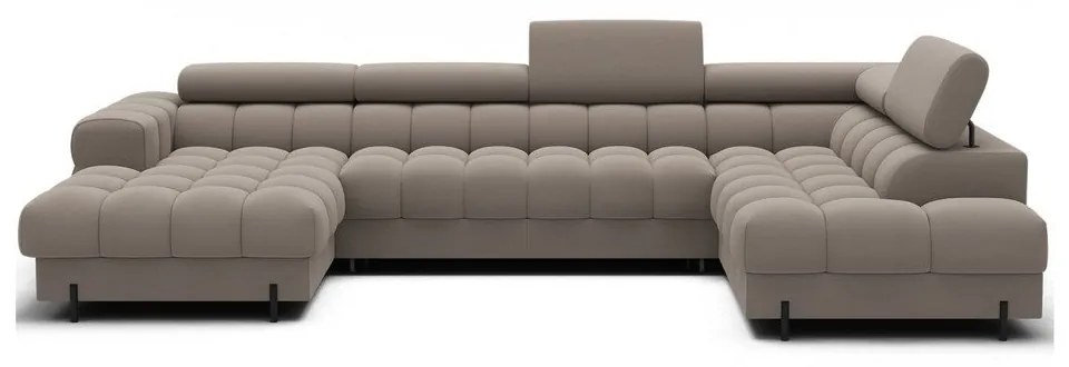 Светлокафяв кадифен разтегателен ъглов диван (десен ъгъл U форма) Feraria – ELTAP