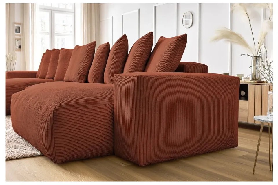Ъглов диван от рипсено кадифе в тухлен цвят Voltaire – Bobochic Paris