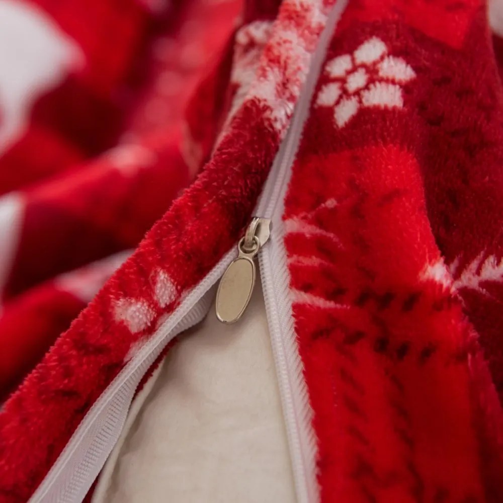 Топли коледни чаршафи от микроплюш - червени с мотив на елен 2 части: 1 бр. 140x200 + 1 бр. 70x80