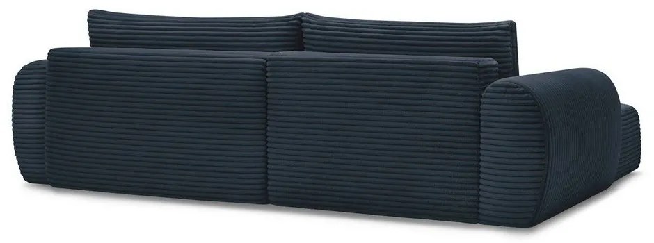 Тъмносин разтегателен ъглов диван от рипсено кадифе (ляв ъгъл) Lucien – Bobochic Paris