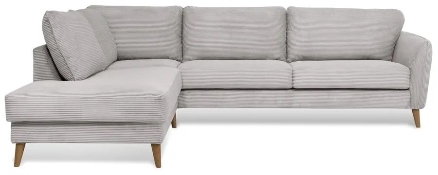 Светлосив ъглов диван от рипсено кадифе (ляв ъгъл) Paris – Scandic