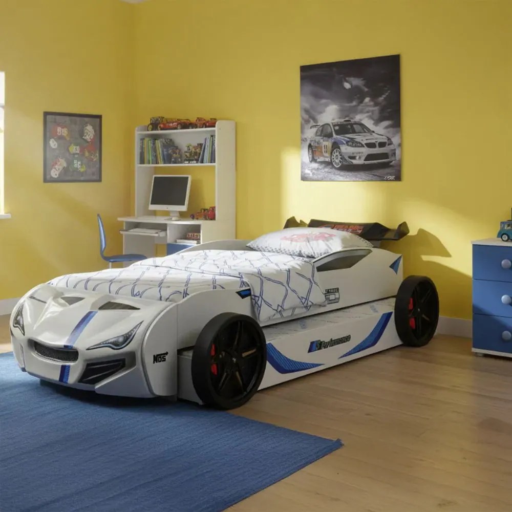 Детско легло кола Turbo GT Duo-бял