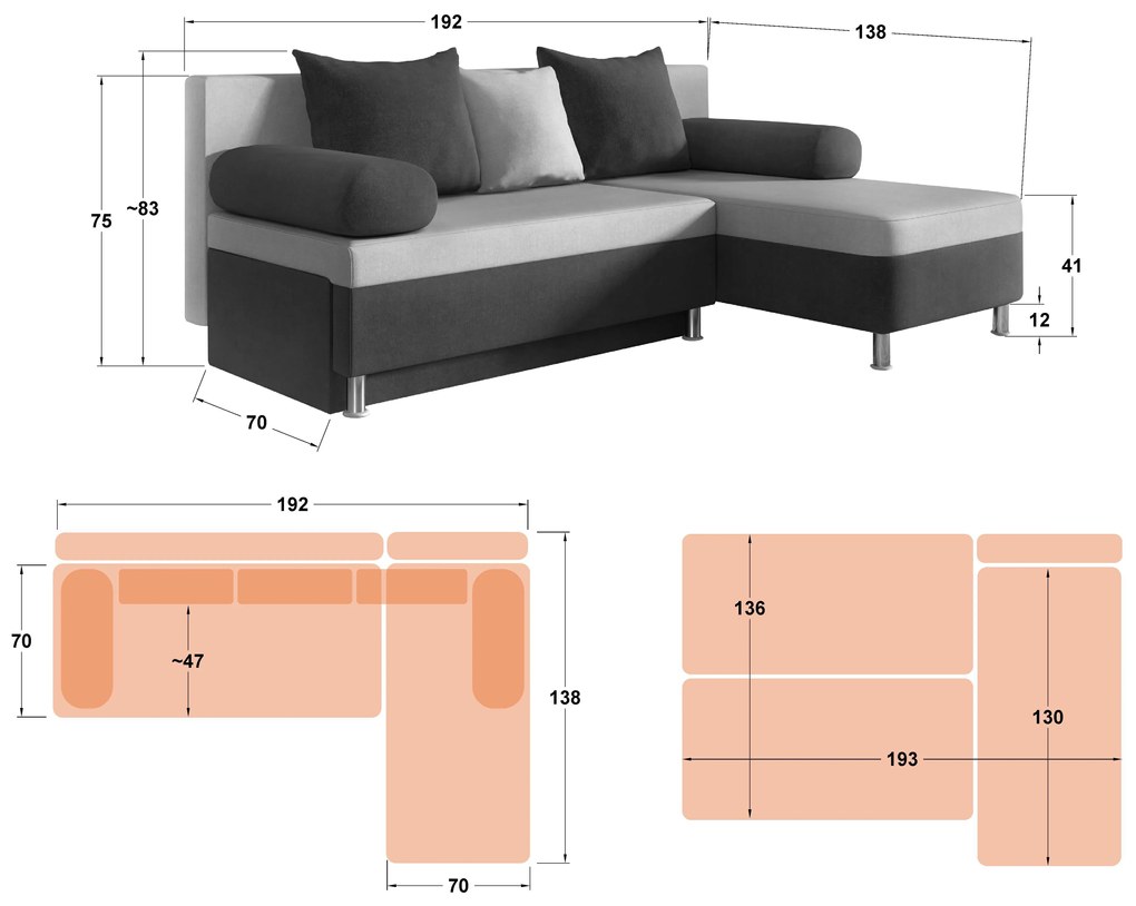 Разтегателен ъглов диван Дани S