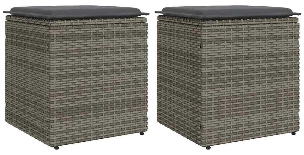 4104041 vidaXL Градински табуретки с възглавници 2 бр. сиви 40x40x43 cm