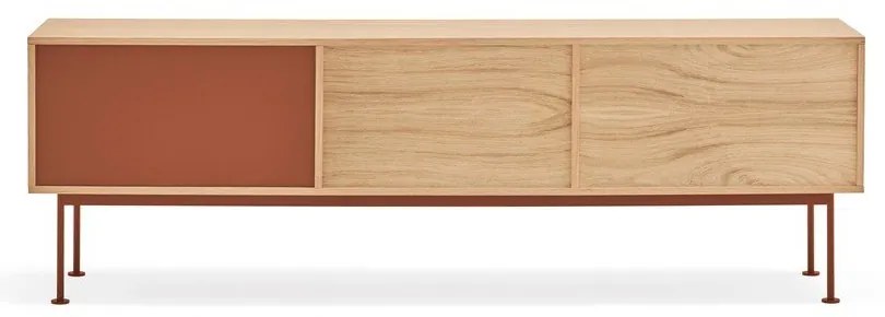 Телевизионен скрин в тухленочервено с дъбов фурнир Yoko - Teulat