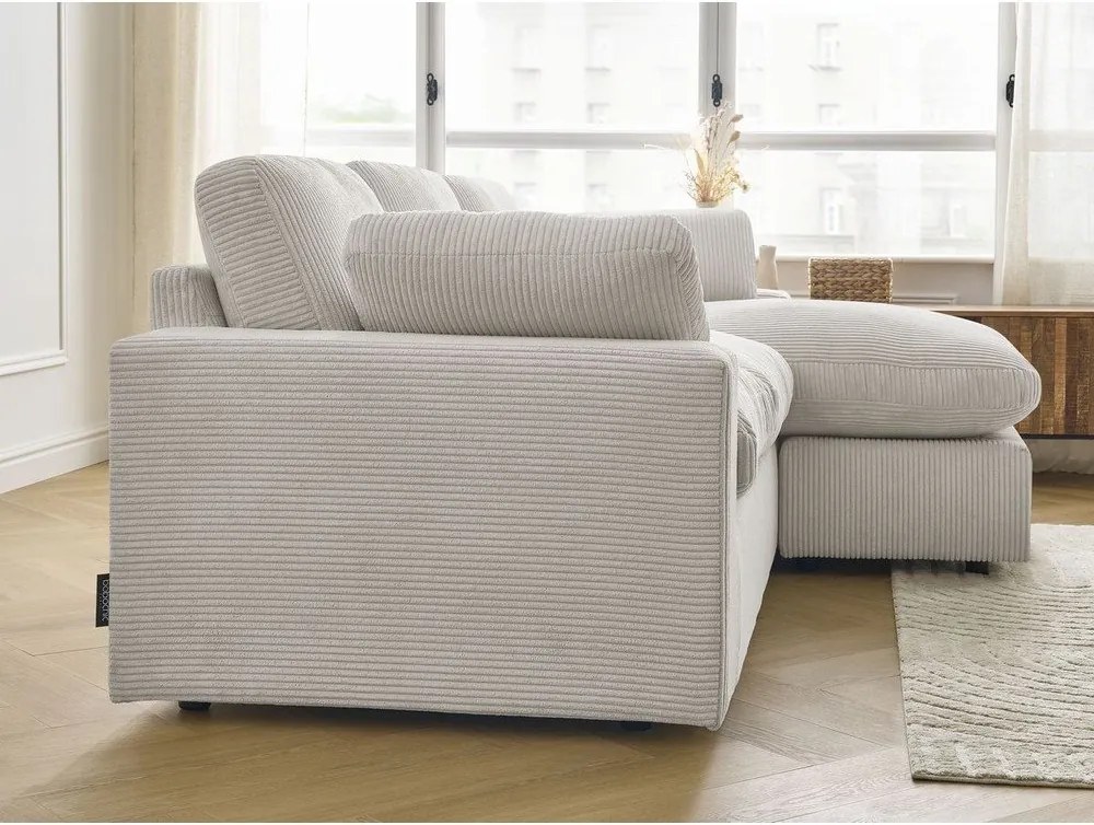 Бежов ъглов диван от рипсено кадифе Belair – Bobochic Paris