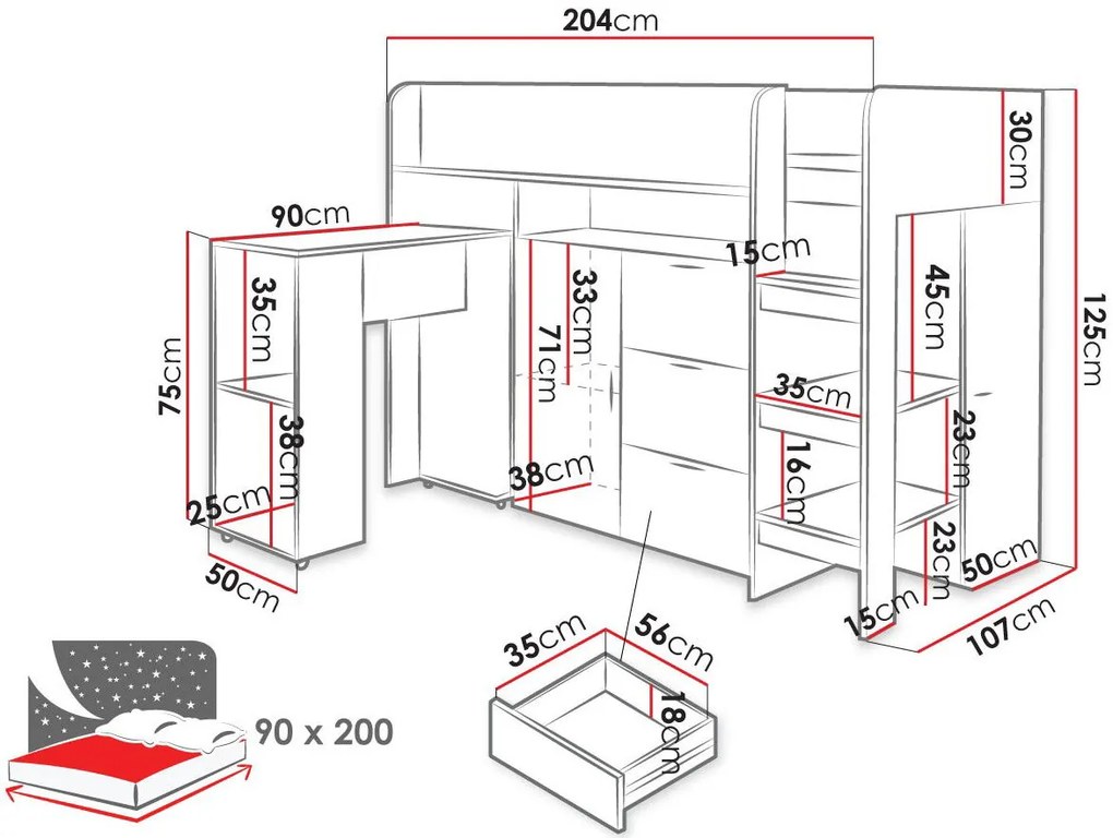 Многофункционално легло Konkret I-Gkri-Fusiko