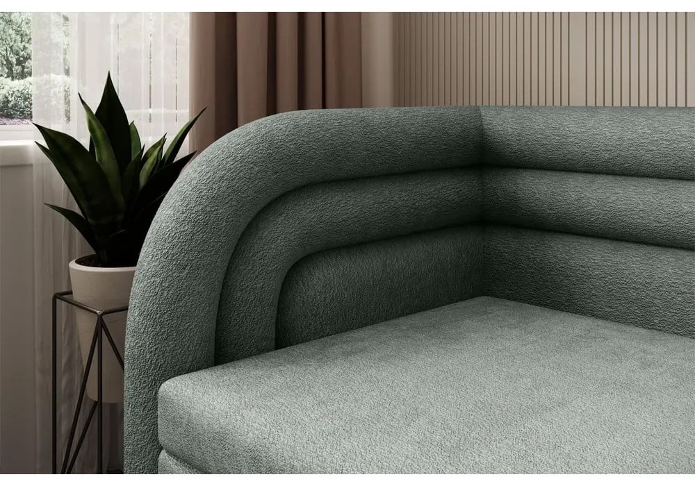 Зелен шенилов сгъваем/с място за съхранение диван ляв ъгъл 223 cm Fabillo – ELTAP