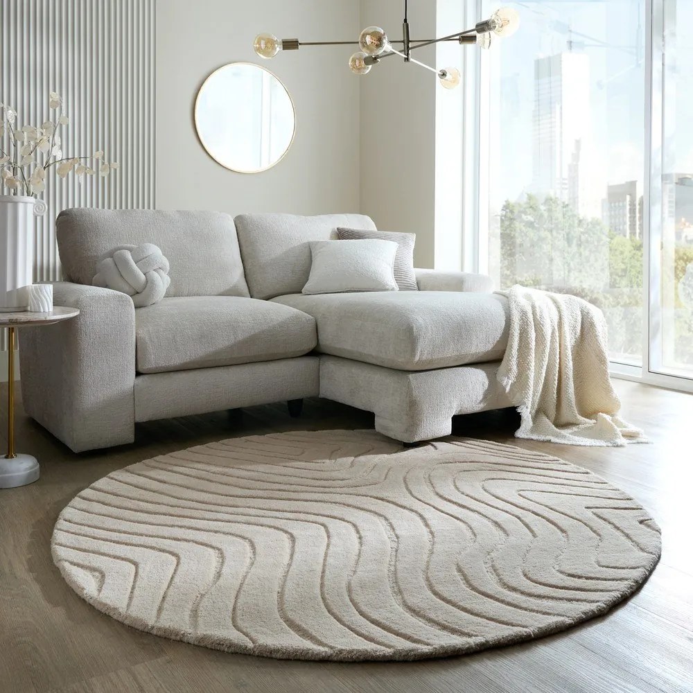 Кремав ръчно изработен вълнен кръгъл килим ø 160 cm Mesmerise Natural – Flair Rugs