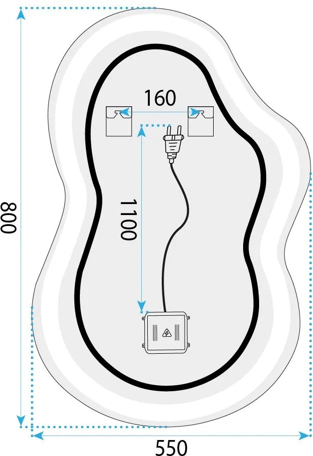 Огледало LED UNO 80x55 cm