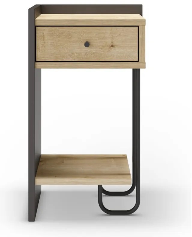 Нощно шкафче с рафтове от черен/естествен дъб Mercure - Marckeric