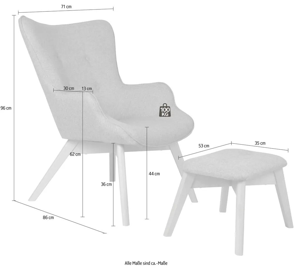 Сив фотьойл с табуретка Niko – Ropez