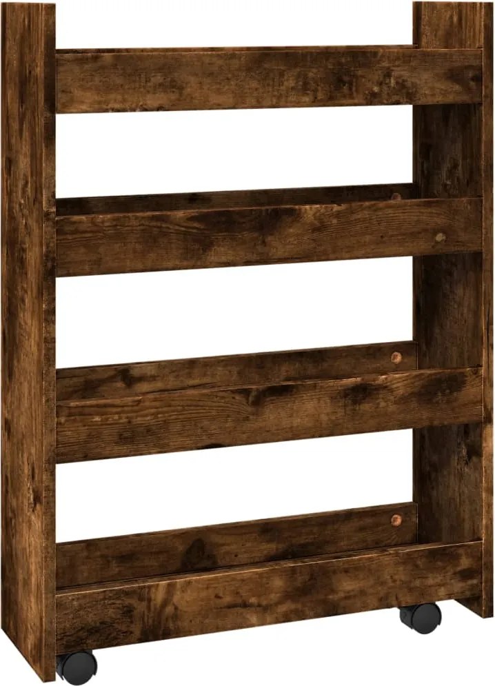 855263 vidaXL Тясна количка за съхранение 4 нива опушен дъб инженерно дърво