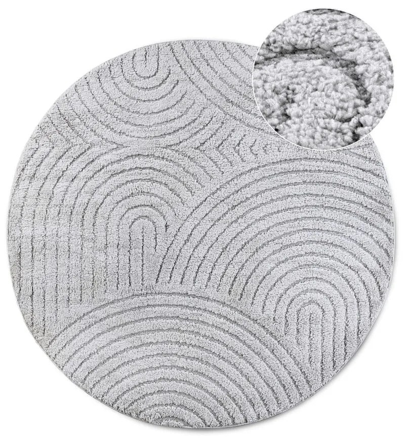 Светлосив кръгъл килим ø 200 cm Panglao New York Light Grey – Elle Decoration