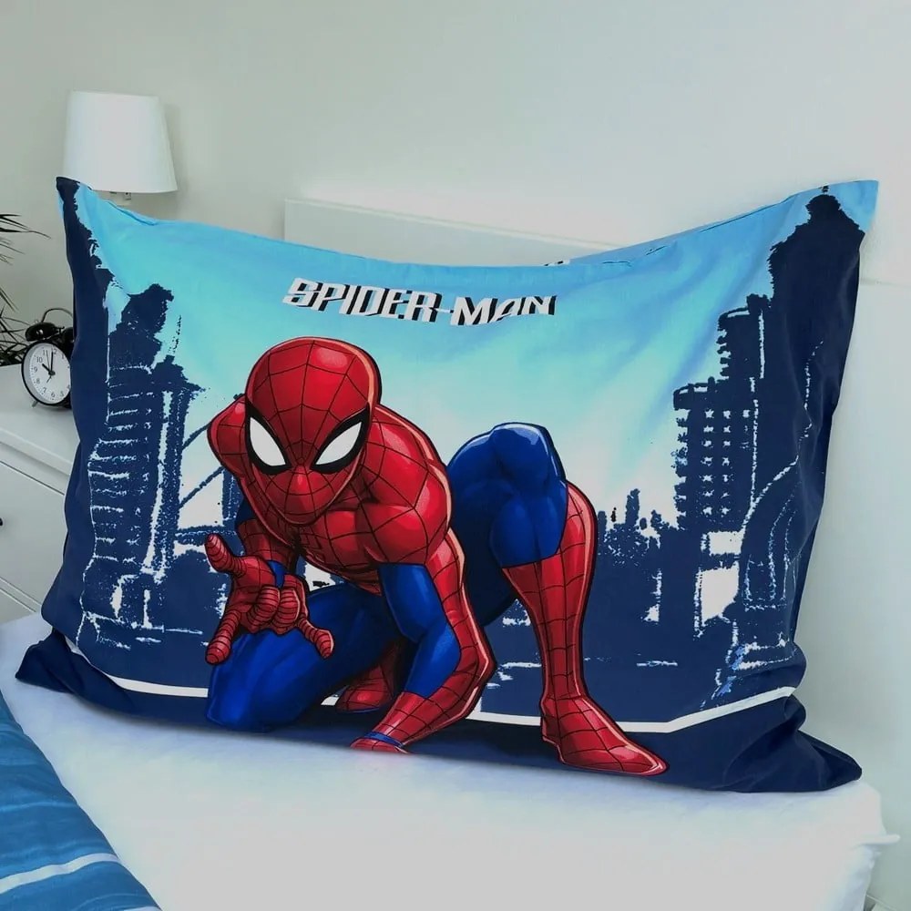 Синьо единично памучно детско спално бельо 140x200 cm Spider-man "Blue" – Jerry Fabrics