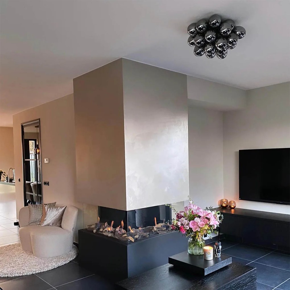 Интелигентен плафон черен с опушено стъкло с 6 Wifi G9 - Uvas