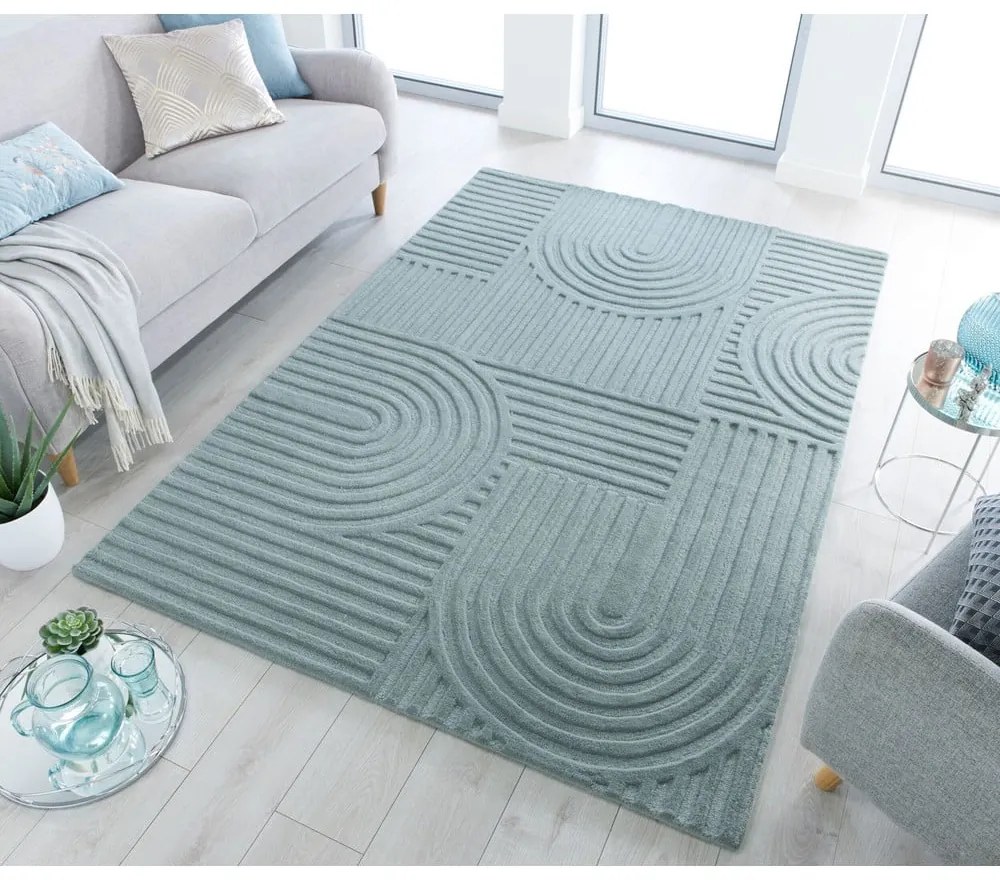 Тюркоазен ръчно изработен вълнен килим 200x290 cm Zen Garden – Flair Rugs