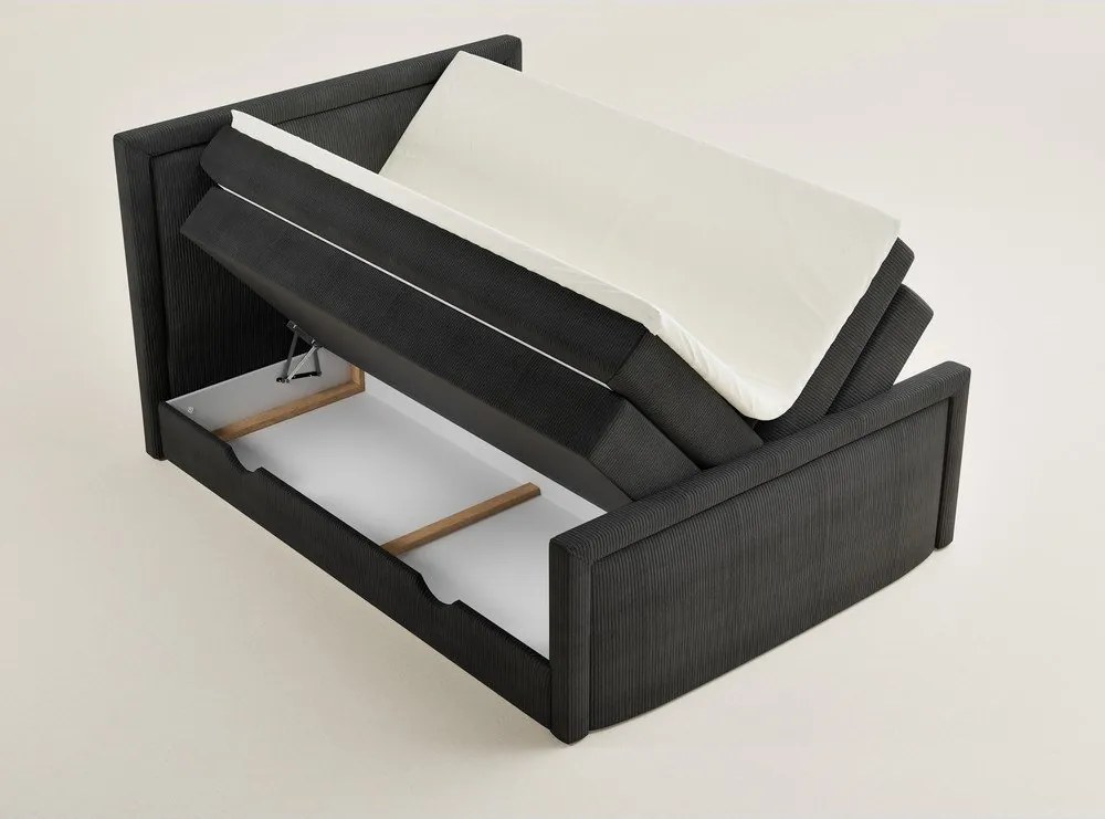 Антрацитно боксспринг легло 160x200 cm с място за съхранение Fresco – Maison de Rêve