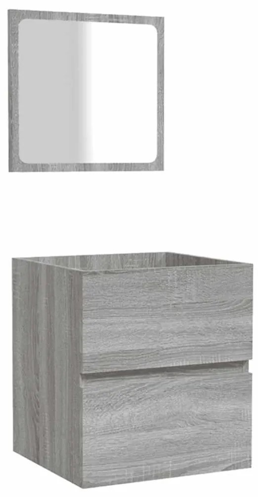 820473 vidaXL Шкаф за баня с огледало, сив сонома, инженерно дърво