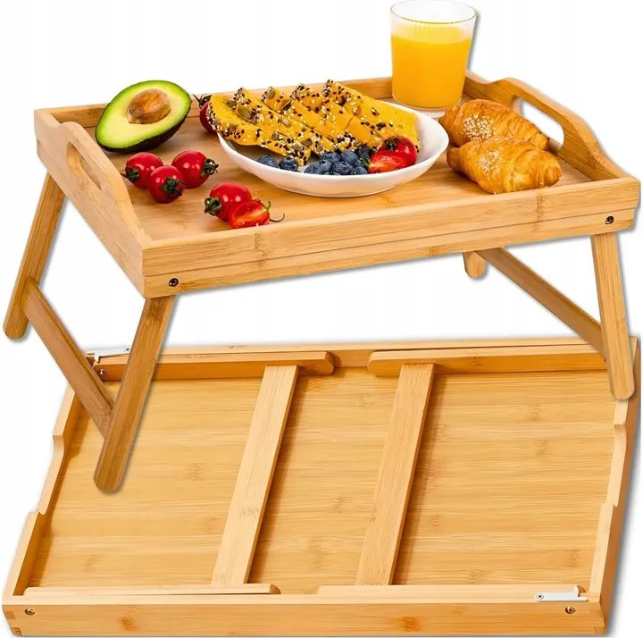 Сгъваема бамбукова масичка за лаптоп и закуска в леглото Ruhhy