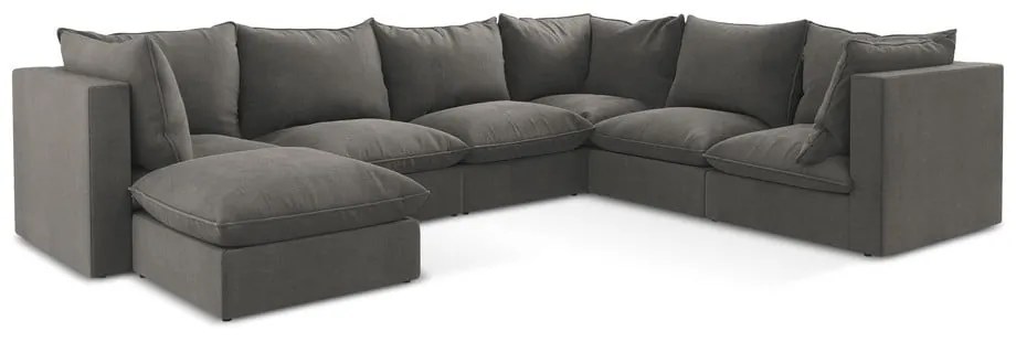 Тъмносив ъглов диван (десен ъгъл/U форма) Manao – Makamii