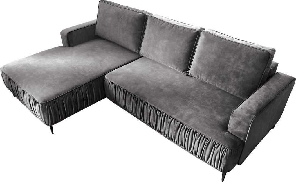 Ъглов диван Lavar-Тъмно сиво-Ляв