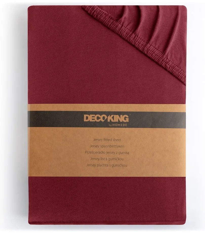 Еластичен чаршаф от джърси в цвят бордо 200x200 cm Amber – Restilo