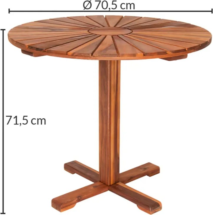 Кръгла градинска маса от масив от акация - 70 см