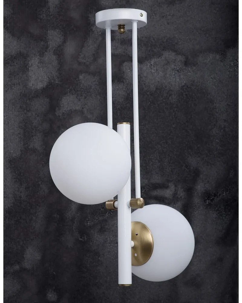 Висяща лампа със стъклен абажур в златисто и бяло ø 15 cm Libra - Squid Lighting