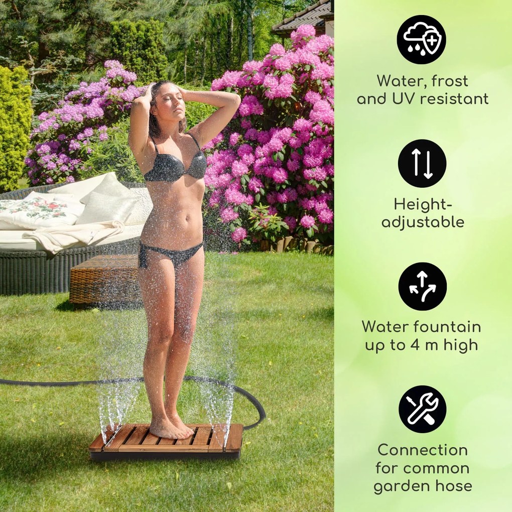 Blumfeldt Sumatra Teak Square, градински душ алуминий, тиково дърво, дръжки