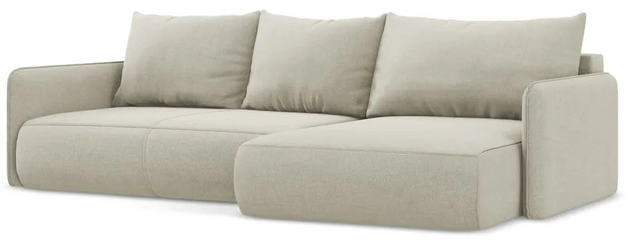 Кремав разтегателен ъглов диван с място за съхранение (десен ъгъл) Nanea – Makamii