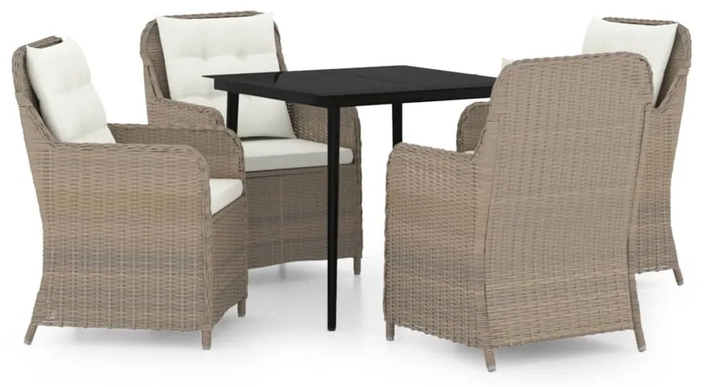 3099566 vidaXL Градински трапезен комплект, 5 части, кафяв
